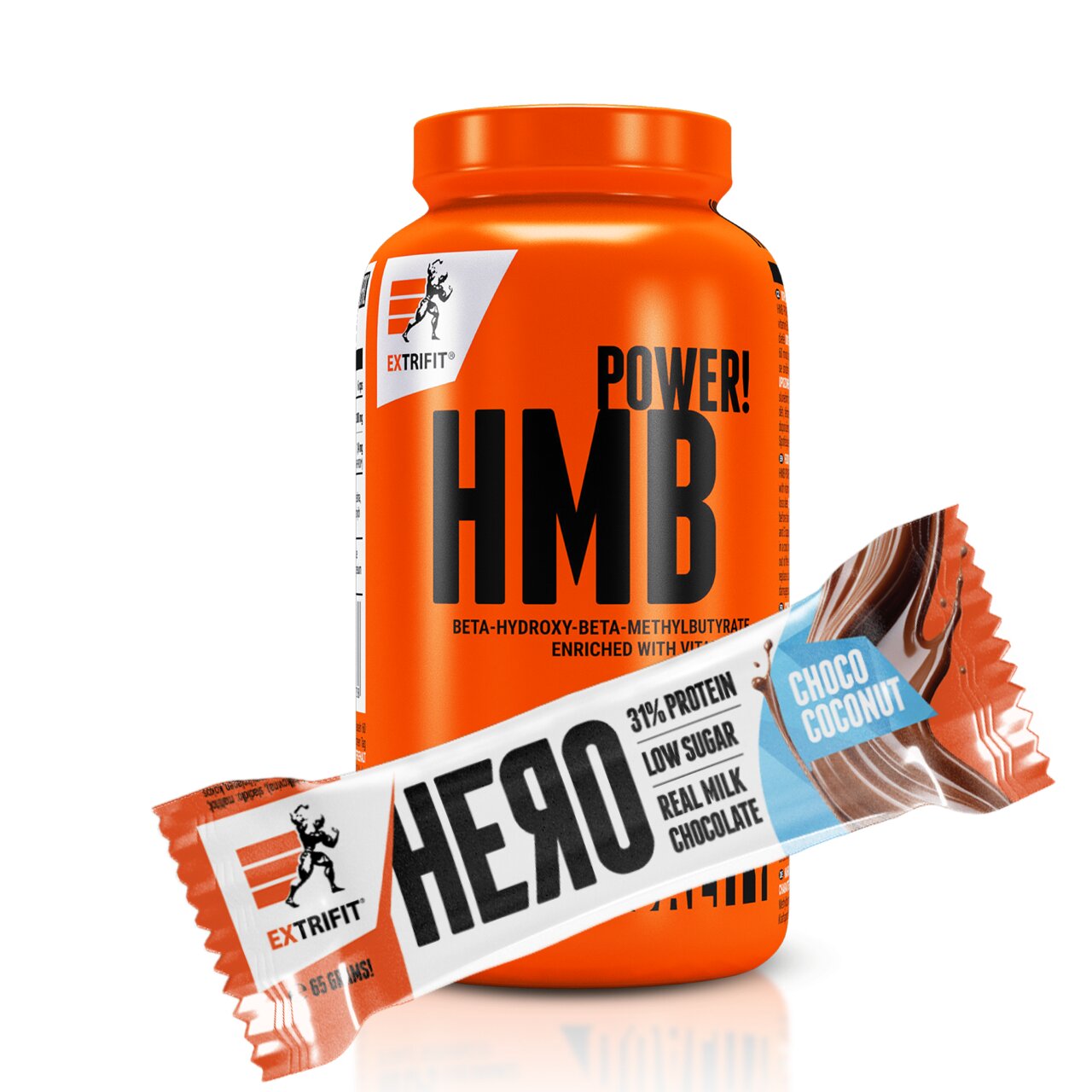 AKCE Extrifit HMB Power 180 cps + ZDARMA Hero Protein Bar 31% 65 g