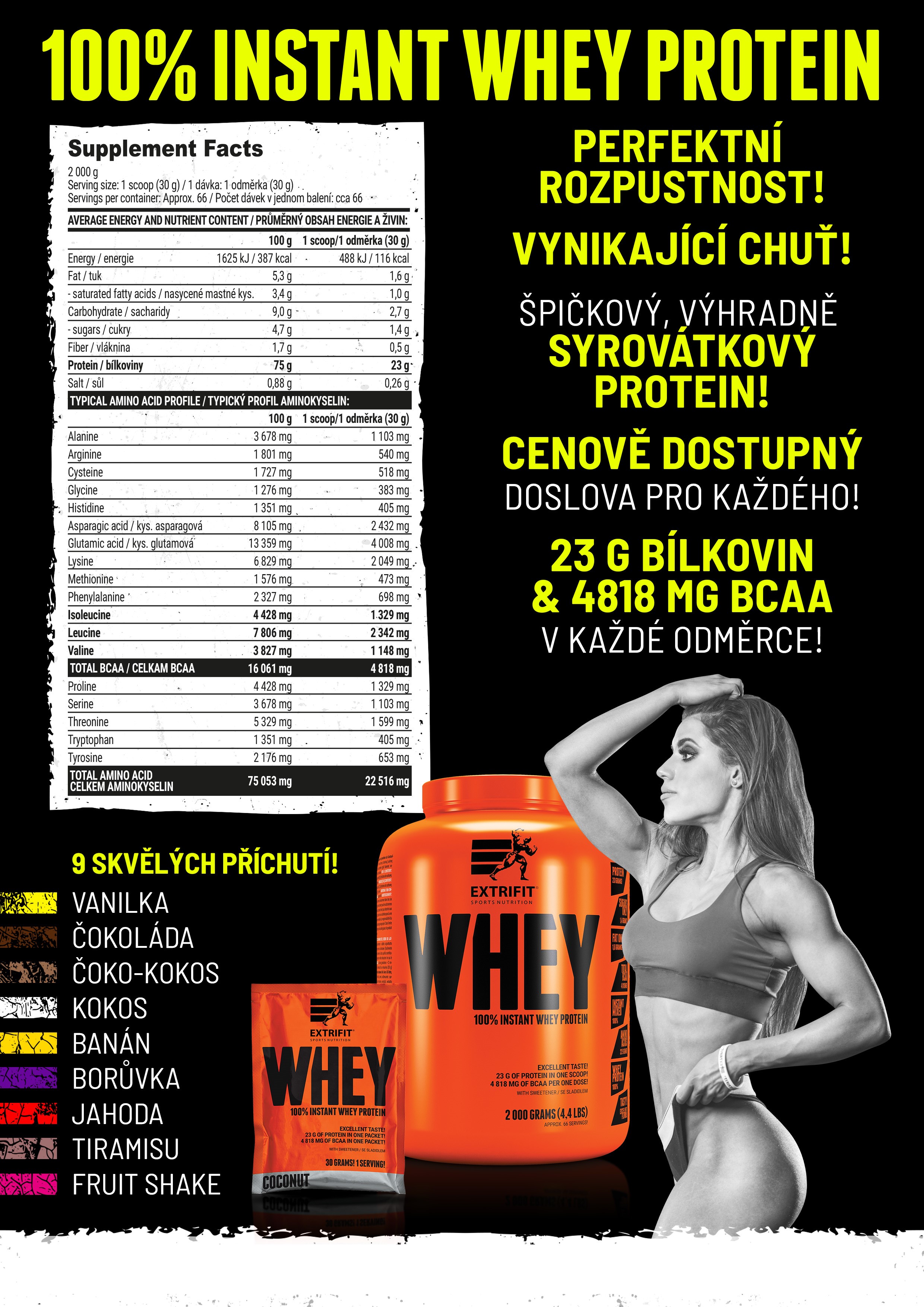 AKCE Extrifit 100% Whey Protein 2000 g + ZDARMA Šejkr 600 ml