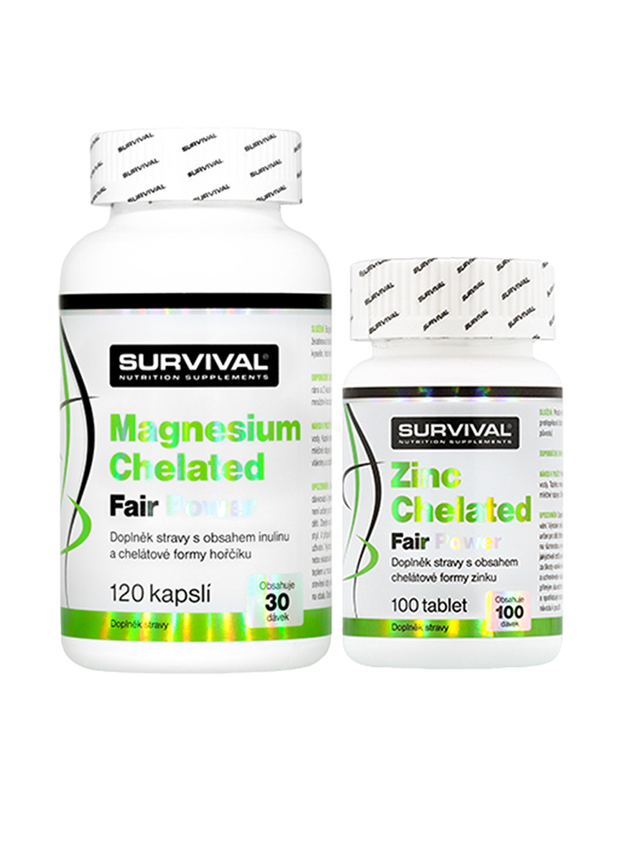 Survival Balíček Magnesium Chelated fair power 120 cps + Zinc Chelated 100 tbl