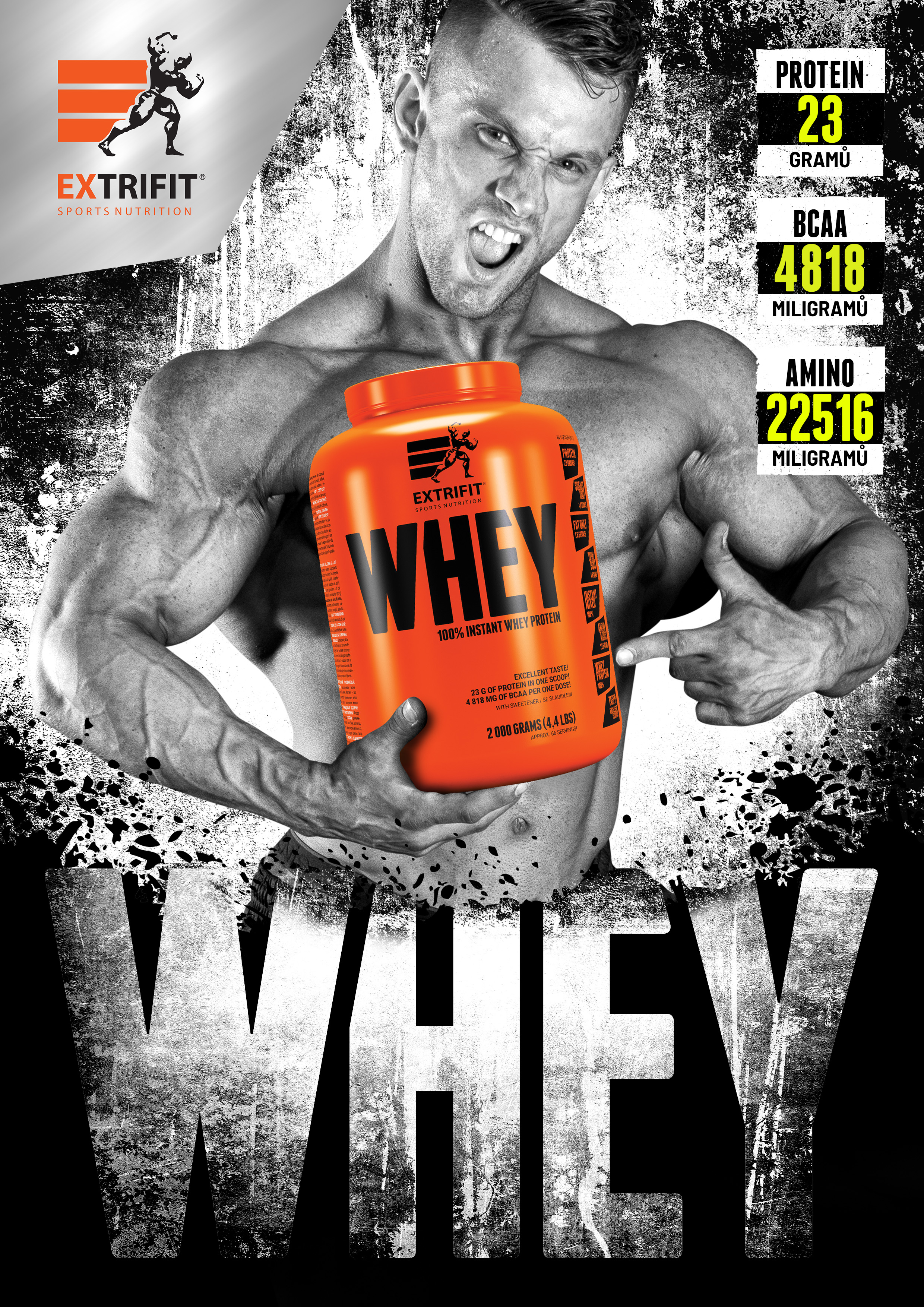 AKCE Extrifit 100% Whey Protein 2000 g + ZDARMA Šejkr 600 ml