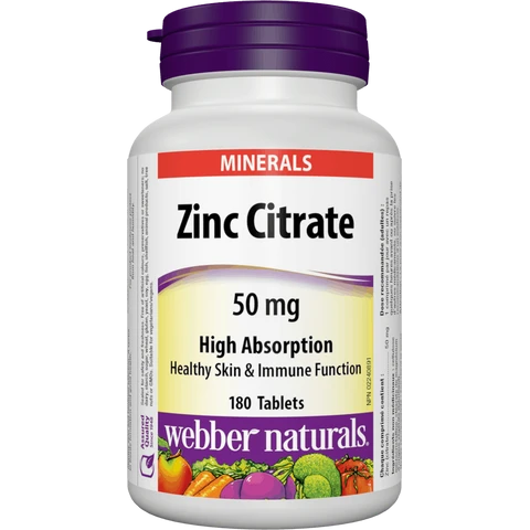 Webber Naturals Zinc Citrate 50 mg 180 tbl