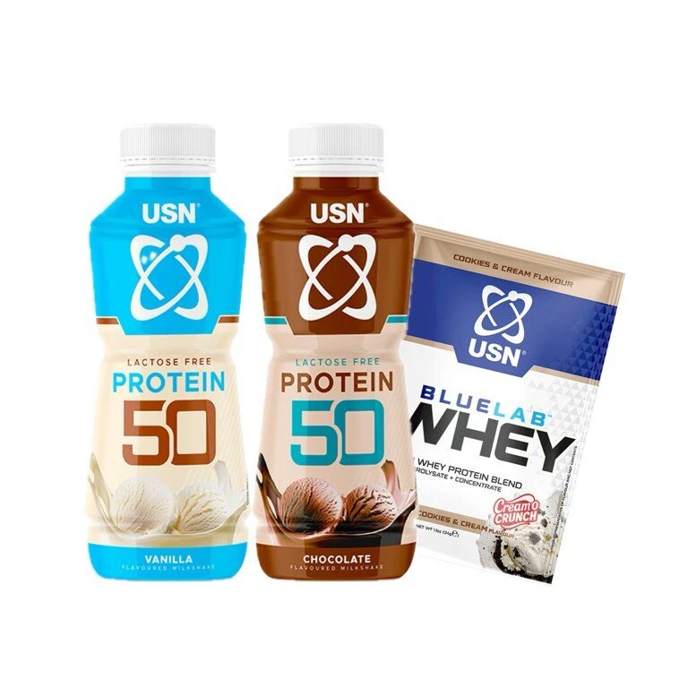 Special Offer 2x USN Trust 50 Protein 500 ml + FREE BlueLab 100% Whey Protein Premium 34 g