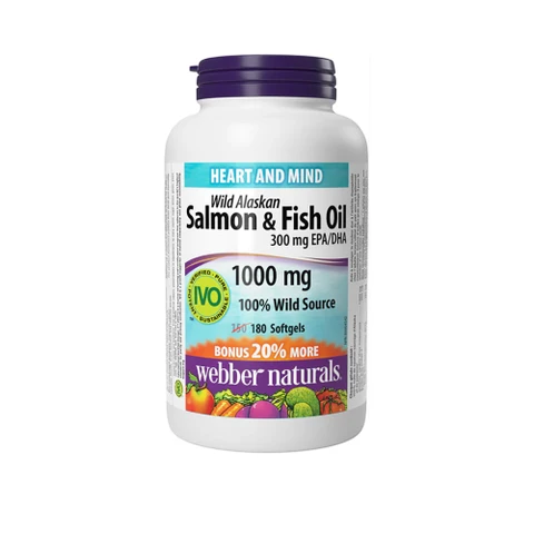 Webber Naturals Salmon Oil 1000 mg 300 mg EPA/DHA 180 tob