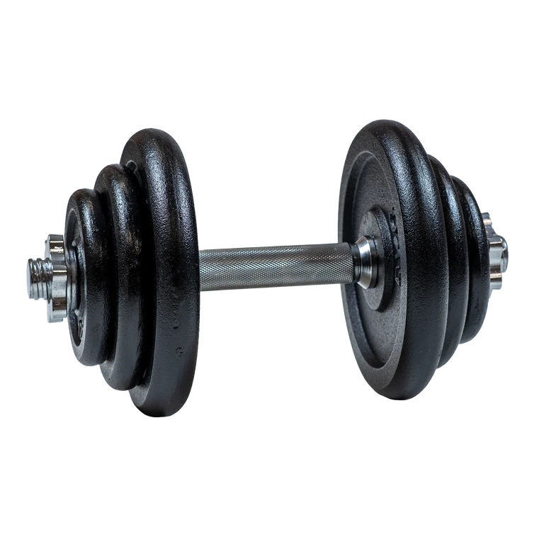 Acra Jednoruční Činka 19,5 kg černá litina (2 x 5 kg + 2 x 2,5 kg 2 x 1,25 kg + osa 30 mm)