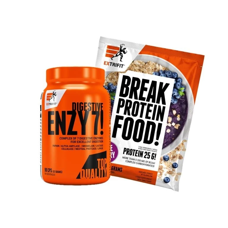 AKCE Extrifit Enzy 7! Digestive Enzymes 90 cps + ZDARMA Protein Break! 90 g