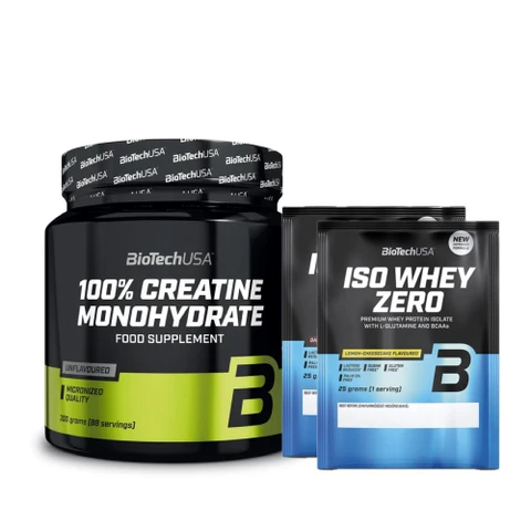 AKCE BioTech 100% Creatine Monohydrate 300 g + ZDARMA 2x Iso Whey Zero 25 g