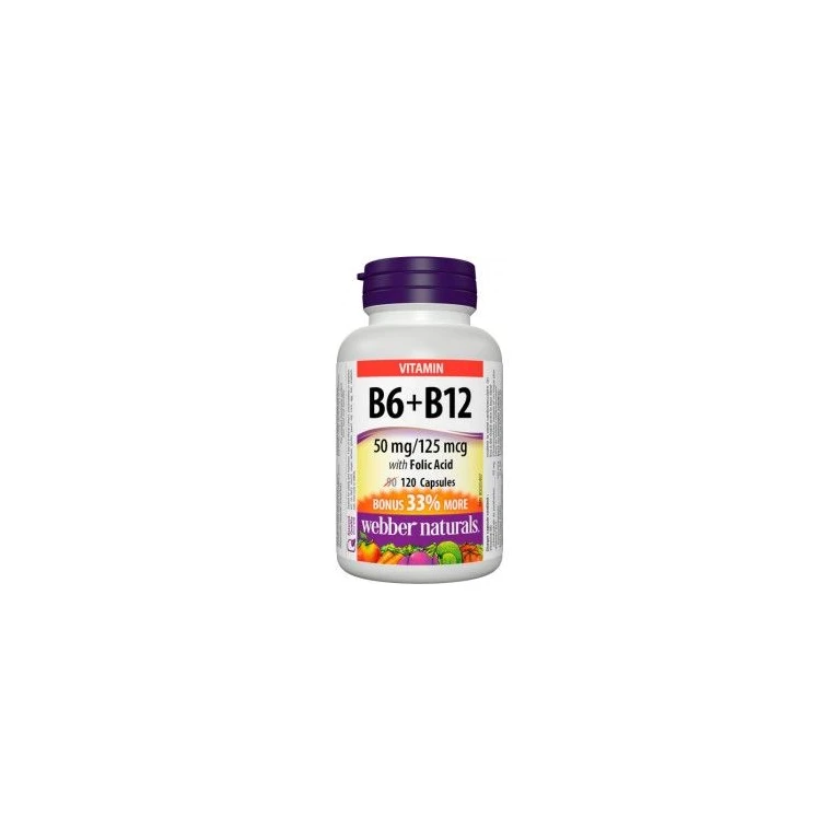 Webber Naturals B6 + B12 with Folic Acid 120 cps