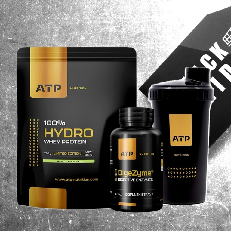 AKCE ATP Nutrition 100% Hydro Whey Protein 750 g + ZDARMA DigeZyme 30 tob + Šejkr 700 ml
