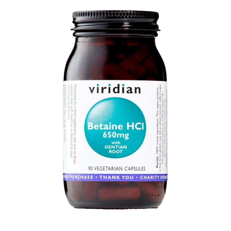 Viridian Betaine HCI 650 mg 90 cps