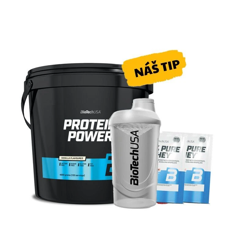 AKCE BioTech Protein Power 4000 g + ZDARMA Šejkr 600 ml + 2x vzorek