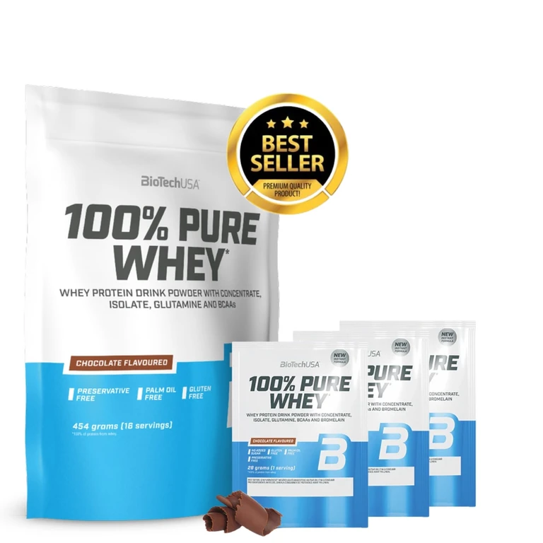 Special Offer BioTech 100% Pure Whey 454 g + FREE 3x sample