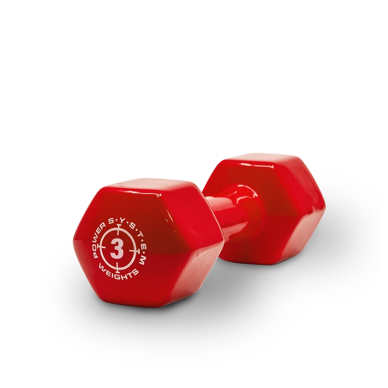 Power System Vinyl Dumbell 3 kg red