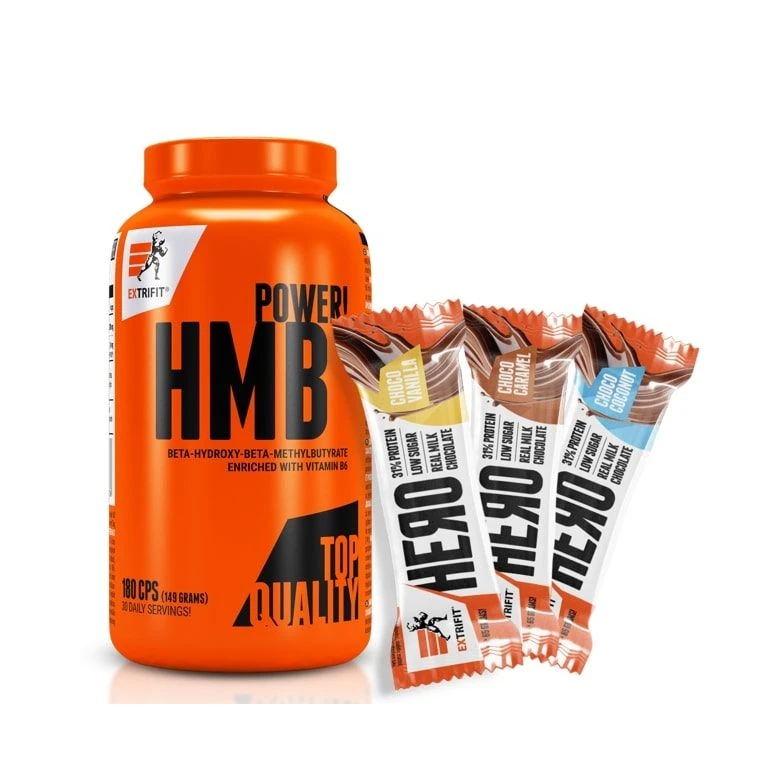 AKCE Extrifit HMB Power 180 cps + ZDARMA 3x Hero Protein bar 65 g