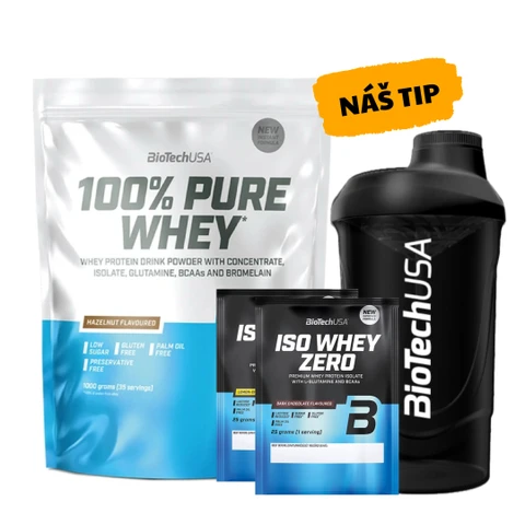AKCE BioTech 100% Pure Whey 1000 g + ZDARMA Šejkr 600 ml + 2x vzorek