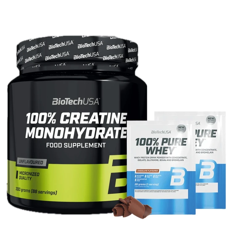 AKCE BioTech 100% Creatine Monohydrate 300 g + ZDARMA 2x vzorek