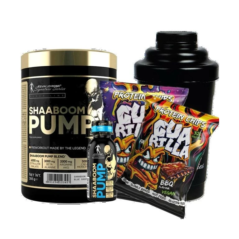 Special Offer Kevin Levrone Shaaboom Pump 385 g + FREE Shaker 500 ml + 2x Chips + 1x Shot