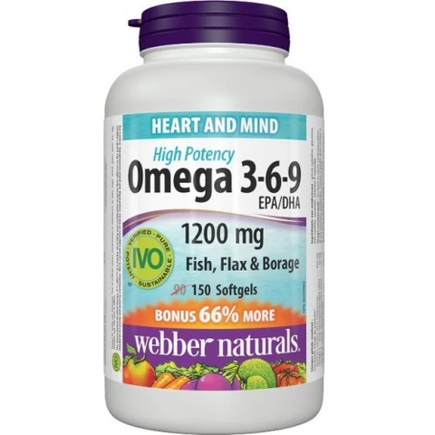 Webber Naturals Omega 3-6-9 High Potency 1200 mg 150 tob