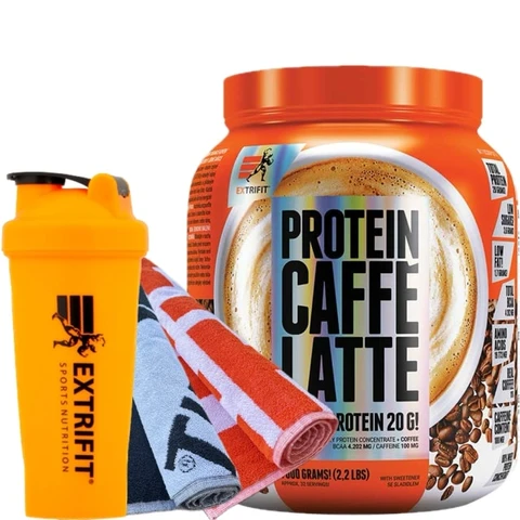 AKCE Extrifit Protein Caffe Latte 1000 g + ZDARMA Šejkr 600 ml + ručník