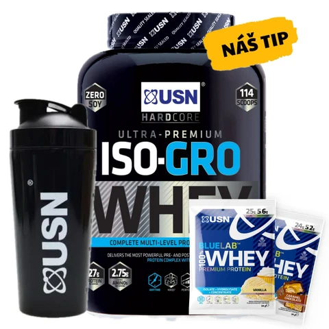 AKCE USN Iso-Gro Whey Protein 2000 g + ZDARMA Šejkr 750 ml + 2x vzorek
