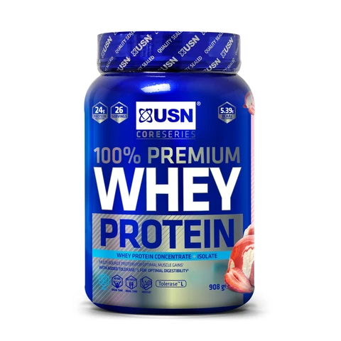 USN 100% Whey Protein Premium 908 g jahoda se smetanou