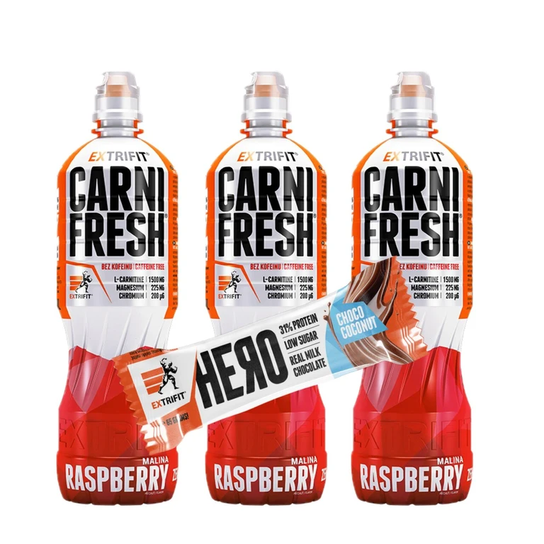 AKCE 3x Extrifit Carnifresh Caffeine free 850 ml + ZDARMA Hero Protein Bar 31% 65 g