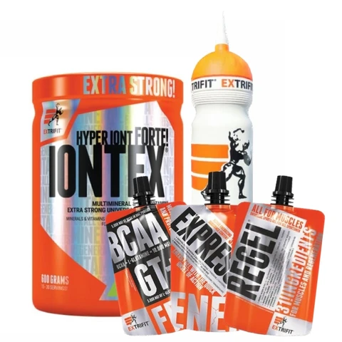 Extrifit Iontex Forte 600 g + Bcaa Gt+ 80 g, Express 80 g, Regel 80 g + Bidon ZDARMA