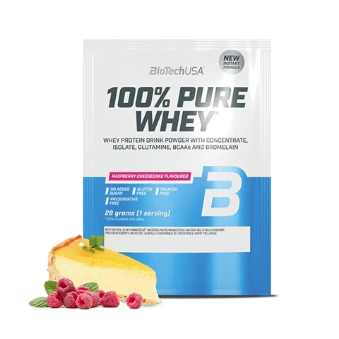 BioTech 100% Pure Whey 28 g raspberry cheesecake