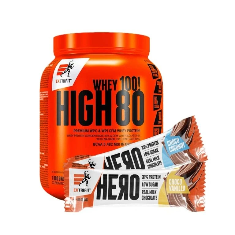 Special Offer Extrifit High Whey 80 1000 g + FREE 3x Hero Protein Bar 65 g