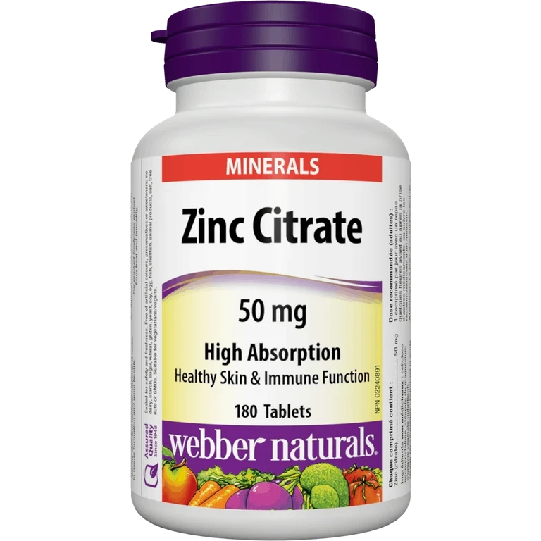 Webber Naturals Zinc Citrate 50 mg 180 tbl