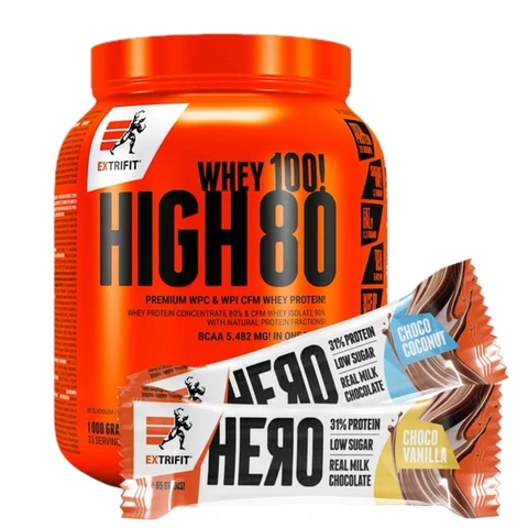 Special Offer Extrifit High Whey 80 1000 g + FREE 3x Hero Protein Bar 65 g