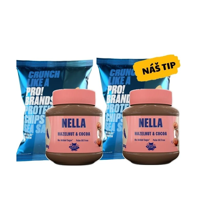 AKCE 1+1 HealthyCo Nella 350 g hazelnut cocoa + ZDARMA 2x ProBrands Chips 50 g