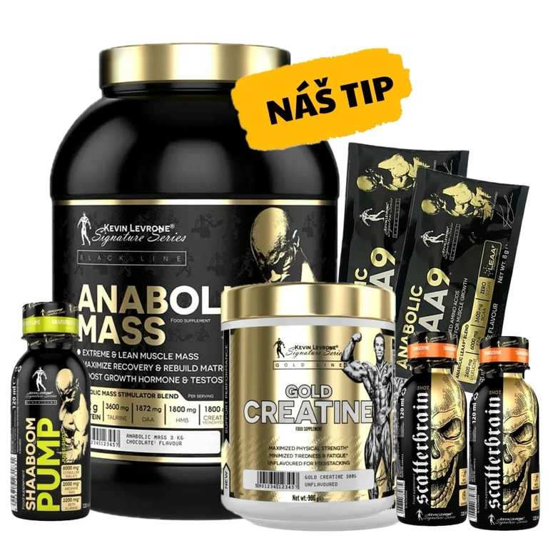 AKCE Kevin Levrone Levrone Mass 3000 g + Gold Creatine 300 g + ZDARMA 5x vzorek