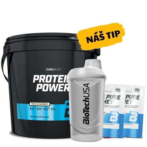 AKCE BioTech Protein Power 4000 g + ZDARMA Šejkr 600 ml + 2x vzorek