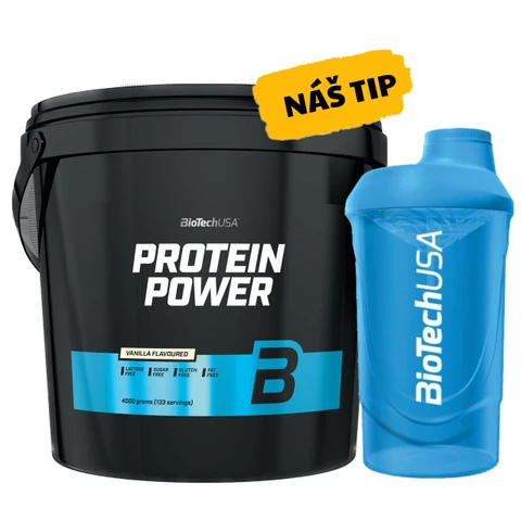 AKCE BioTech Protein Power 4000 g + ZDARMA Šejkr 600 ml