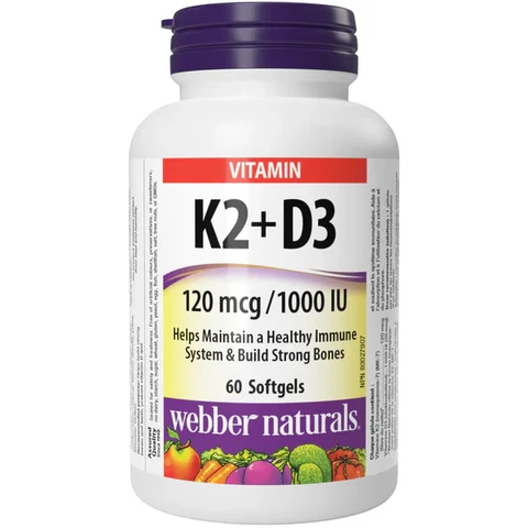 Webber Naturals K2 + D3 120 mcg/1000 IU 60 cps