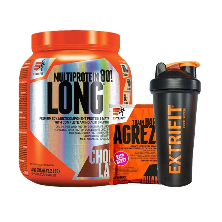 Special Offer Extrifit Long 80 Multiprotein 1000 g + FREE Shaker 600 ml + Agrezz 20,8 g