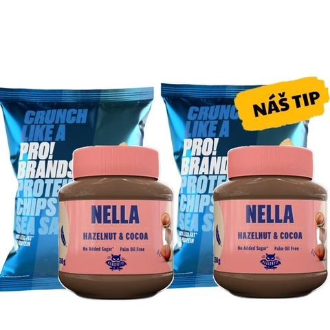 AKCE 1+1 HealthyCo Nella 350 g hazelnut cocoa + ZDARMA 2x ProBrands Chips 50 g