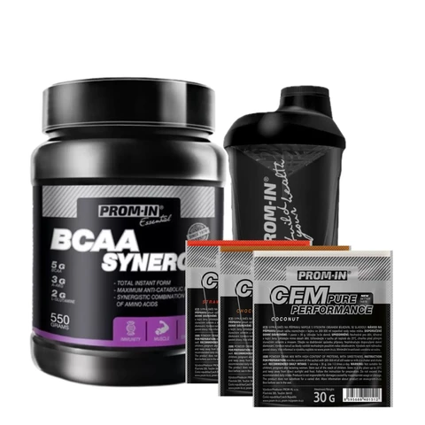 AKCE Prom-In Essential BCAA Synergy 550 g + ZDARMA Šejkr + 3x CFM Pure Performance 30 g