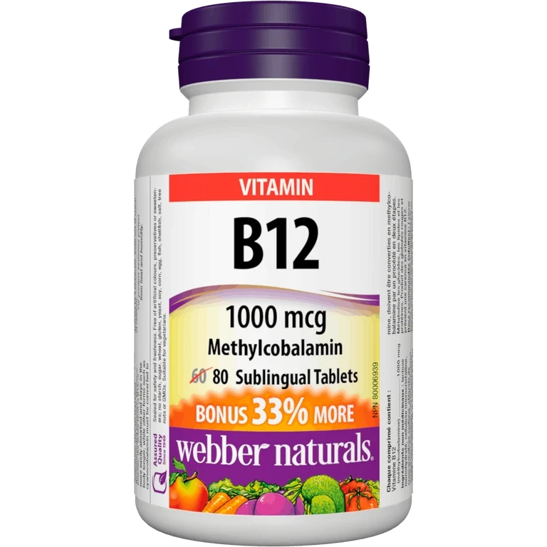 Webber Naturals B12 1000 mcg 80 tbl