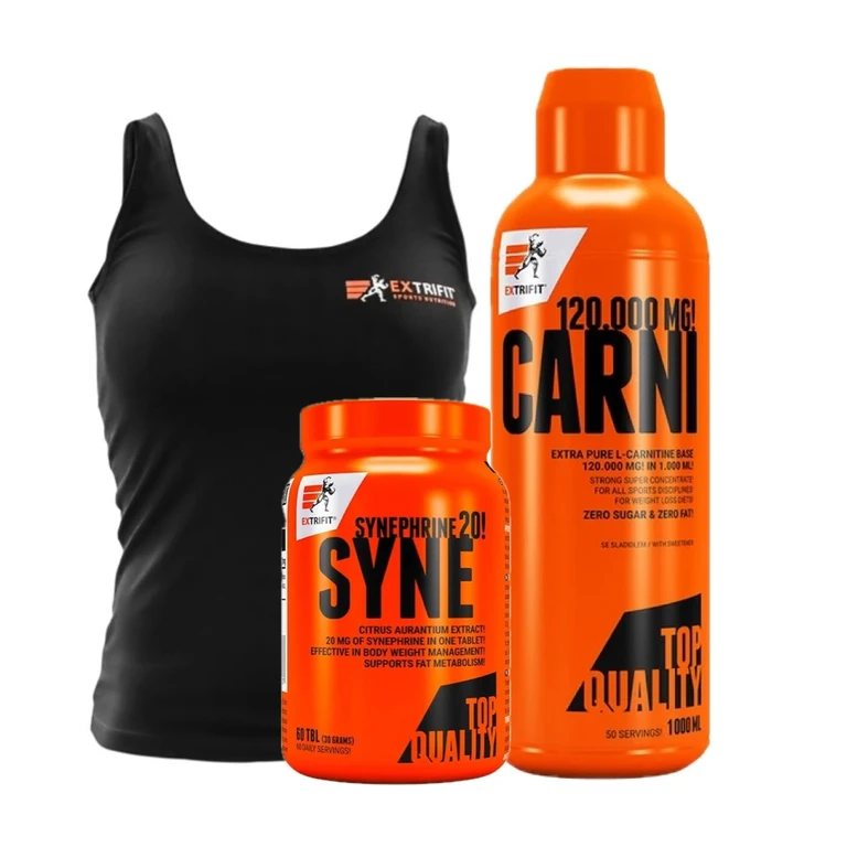 AKCE Extrifit Carni 120000 Liquid 1000 ml + Syne 20 mg 60 tbl + ZDARMA Dámské tílko