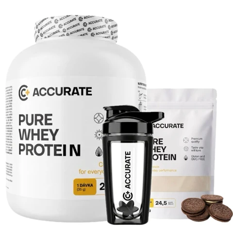 AKCE Accurate+ Pure Whey 2000 g + ZDARMA Pure Whey 500 g + Šejkr 500 ml