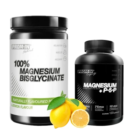 Special Offer Prom-In 100% Magnesium Bisglycinate 390 g lemon + FREE Magnesium+P5P 120 cp