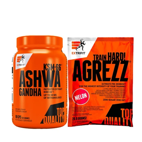 AKCE Extrifit Ashwagandha KSM-66® 90 cps + ZDARMA Agrezz 20,8 g melon