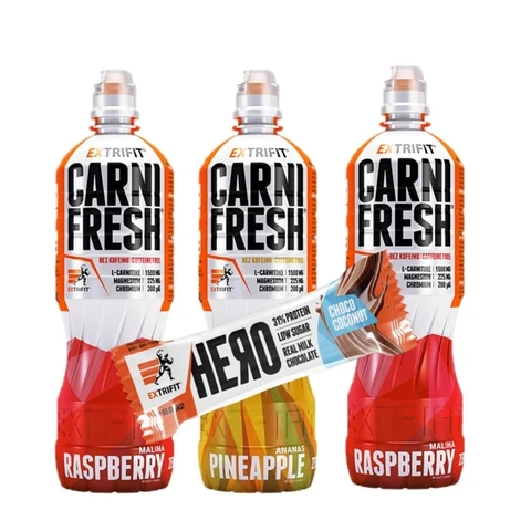 AKCE 3x Extrifit Carnifresh Caffeine free 850 ml + ZDARMA Hero Protein Bar 31% 65 g