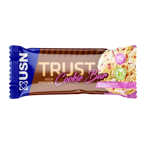 USN Trust Cookie Bar 60 g bílá čokoláda s malinou