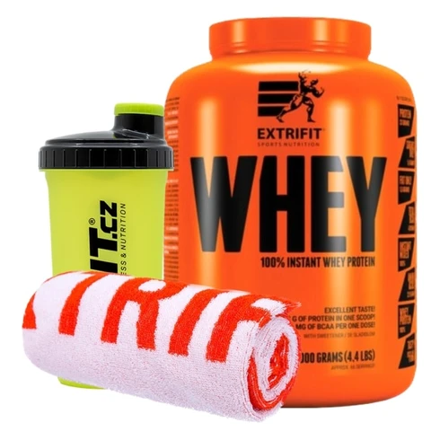 AKCE Extrifit 100% Whey Protein 2000 g + ZDARMA Šejkr Dafit 700 ml + ručník EX