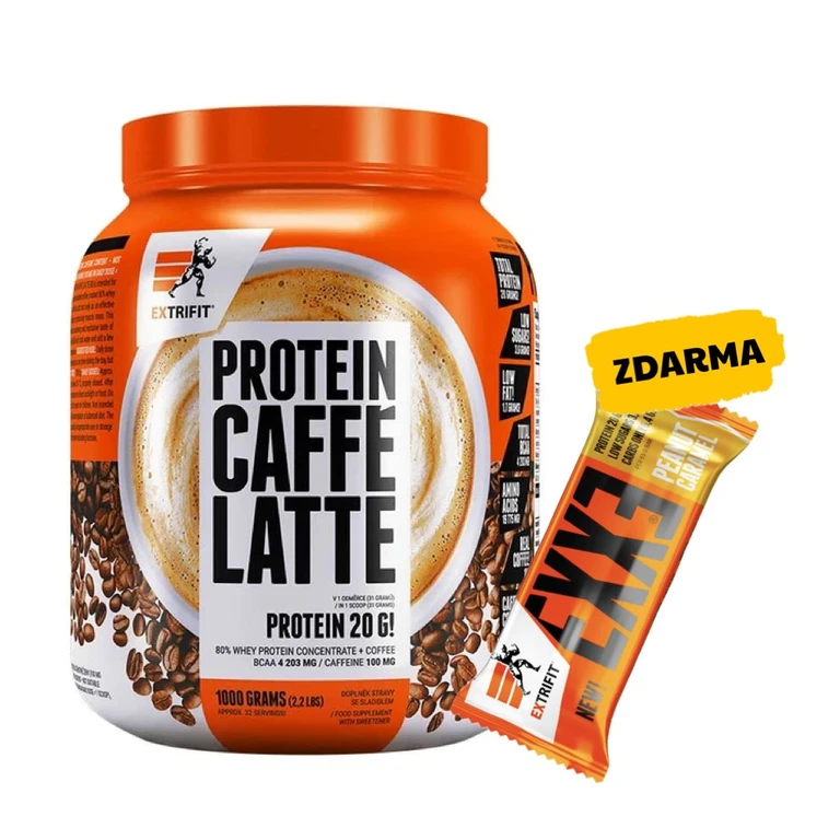 AKCE Extrifit Protein Caffe Latte 1000 g + ZDARMA Exxe 65 g