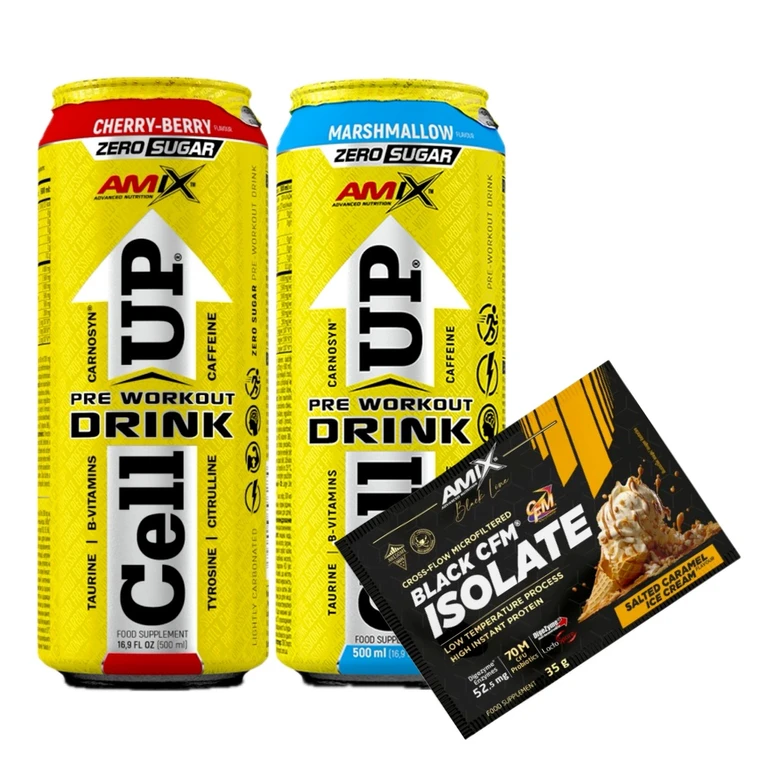 Special Offer 2x Amix CellUP PreWorkout Drink 500 ml + FREE Black CFM Isolate 35 g