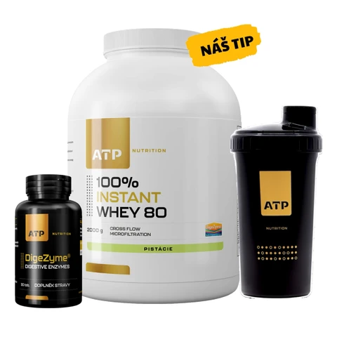 AKCE ATP Nutrition 100% Instant Whey 80 CFM 2000 g + ZDARMA DigeZyme 30 tob + Šejkr 700 ml