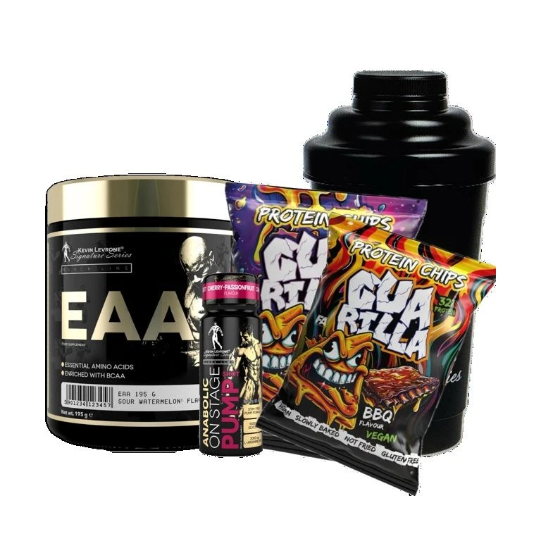 Special Offer Kevin Levrone EAA 195 g + FREE Shaker 500 ml + 2x Chips 60 g + 1x Shot 60 ml